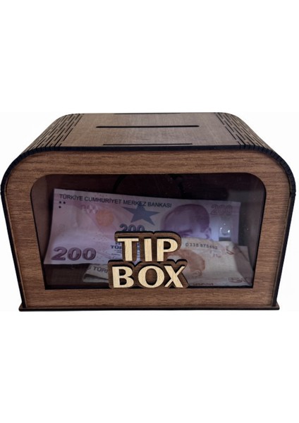 Şeffaf Ön Camlı Lazer Kesim Bahşiş Kutusu (Mdf – Dekoratif) - Ahşap Tip Box Ceviz indirimleri