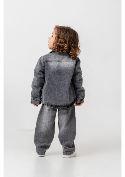 Erkek Çocuk Pamuklu Gri Denim Ceket & Pantolon Takım indirimleri