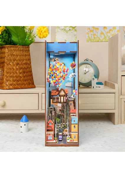 Balon Ev Book Nook – Kendin Yap 3D Ahşap Puzzle Minyatür Kitaplık Kit modelleri
