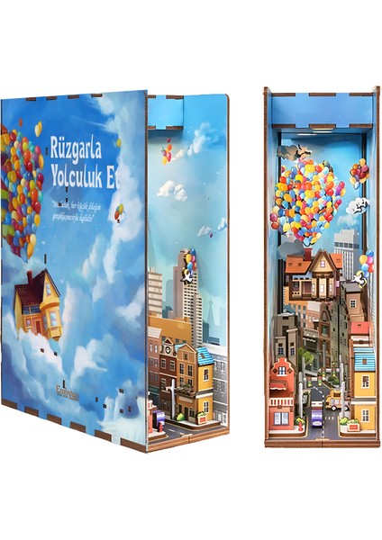 Balon Ev Book Nook – Kendin Yap 3D Ahşap Puzzle Minyatür Kitaplık Kit indirimleri