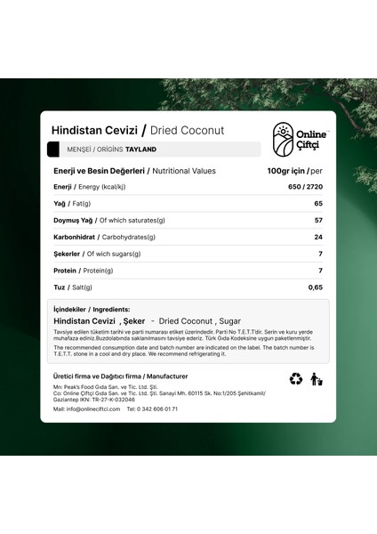 Hindistan Cevizi Kurusu 70 gr fırsatları