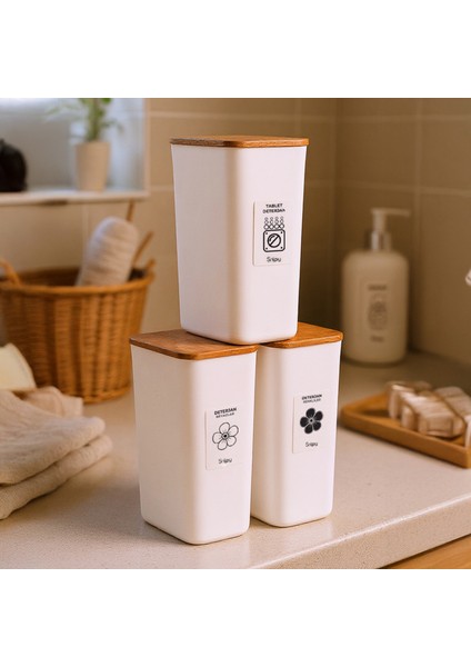 - Clean 3'lü Büyük Boy Deterjan Saklama Kutusu Etiketli Banyo Toz Tablet Toz Deterjan Kutusu 2900 ml modelleri
