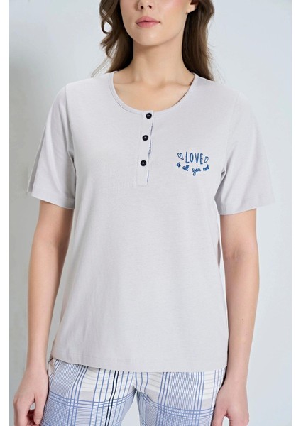 1853 Kadın Kısa Kollu Ekoseli Pijama Takım fırsatları