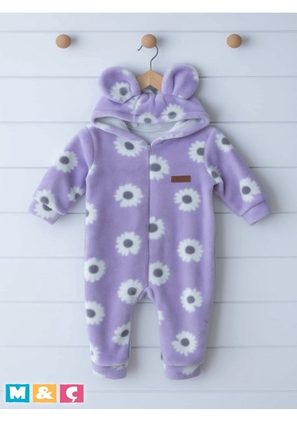 Kız Bebek Kışlık Wellsoft Peluş Kapüşonlu Kalın Tulum Baby Jumpsuit