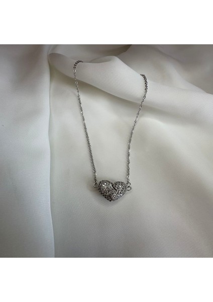 Mıknatıslı Açılabilir Kalpli Gold Çelik Kolye