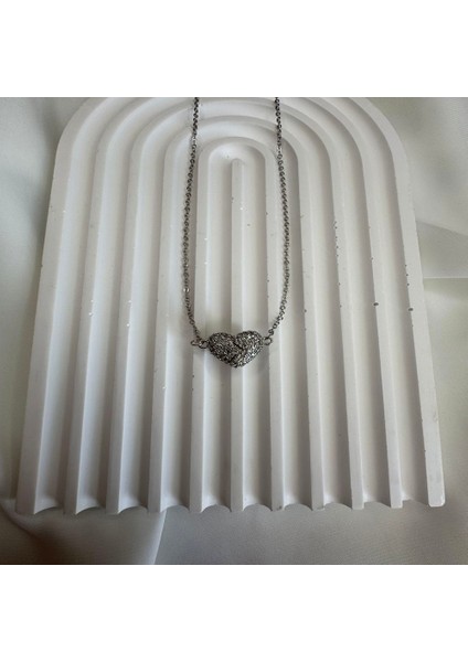 Mıknatıslı Açılabilir Kalpli Gold Çelik Kolye fiyatları