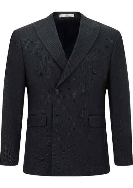 Regular Fit Desenli Likralı Kruvaze Ceket