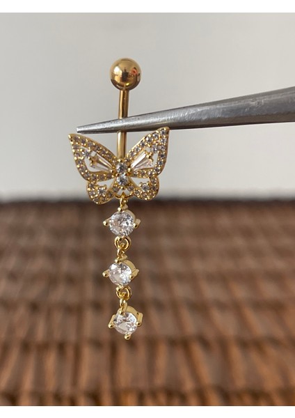 316 L Cerrahi Çelik Özel Tasarım Kelebek Modeli Göbek Piercingi
