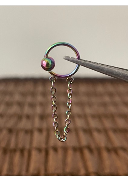 316 L Cerrahi Çelik Top Zincirli Halka Kıkırdak Helix Tragus Piercingi