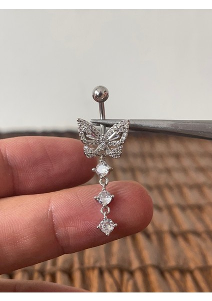 316 L Cerrahi Çelik Özel Tasarım Kelebek Modeli Göbek Piercingi