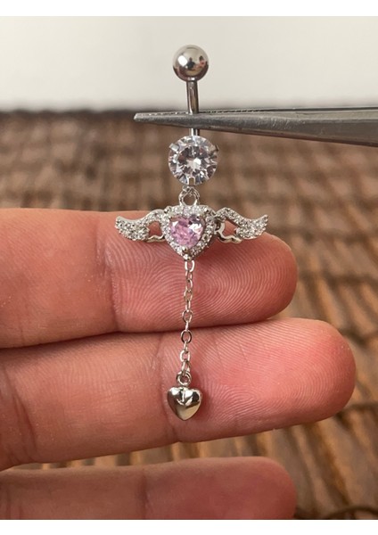 316 L Cerrahi Çelik Zirkon Parlak Taşlı Melek Göbek Piercingi fiyatları