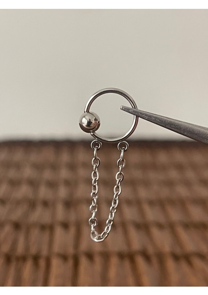 316 L Cerrahi Çelik Top Zincirli Halka Kıkırdak Helix Tragus Piercingi