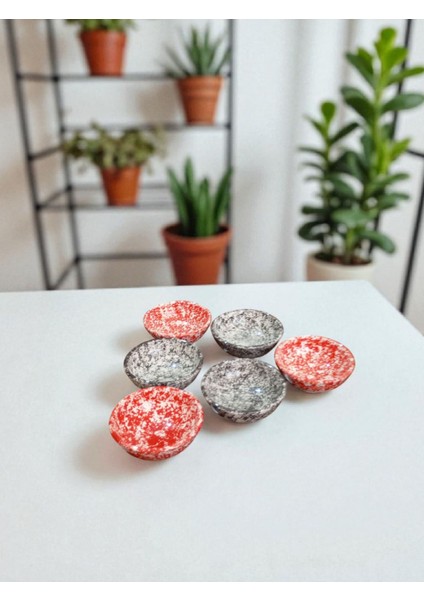 Seramik 6'lı Karışık Renkli Çerezlik/sosluk/reçel Kasesi