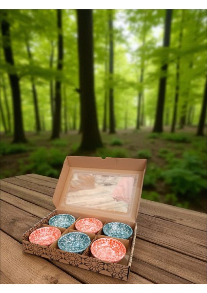 Seramik 6'lı Karışık Renkli Çerezlik/sosluk/reçel Kasesi