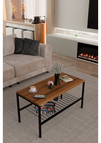 Metal Ayaklı Orta Sehpa,modern Salon Sehpası, Dekoratif Çay Kahve Sehpası, Alt Raflı Çok Amaçlı Masa fırsatları