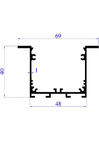 LED Kanal Profil Alüminyum Sıva Altı Kasa 1 Metre 2185 Sa 40X48MM Opak Pleksi Yan Kapak ve Yay Dahil fiyatları