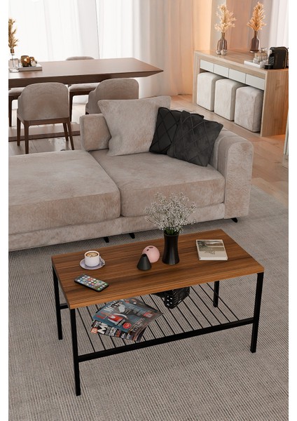 Metal Ayaklı Orta Sehpa,modern Salon Sehpası, Dekoratif Çay Kahve Sehpası, Alt Raflı Çok Amaçlı Masa indirimleri