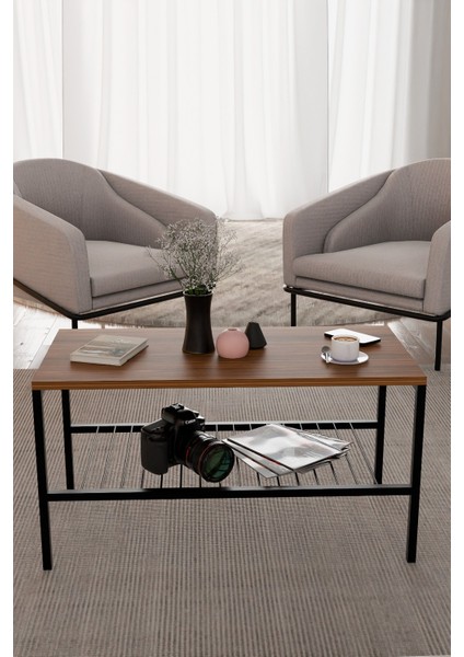 Metal Ayaklı Orta Sehpa,modern Salon Sehpası, Dekoratif Çay Kahve Sehpası, Alt Raflı Çok Amaçlı Masa