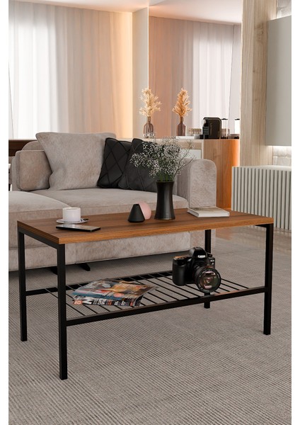 Metal Ayaklı Orta Sehpa,modern Salon Sehpası, Dekoratif Çay Kahve Sehpası, Alt Raflı Çok Amaçlı Masa