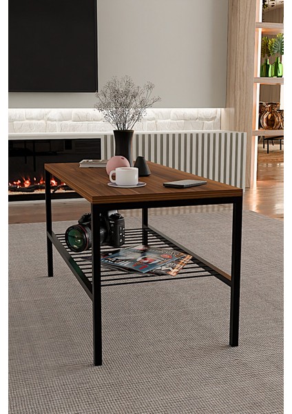 Metal Ayaklı Orta Sehpa,modern Salon Sehpası, Dekoratif Çay Kahve Sehpası, Alt Raflı Çok Amaçlı Masa