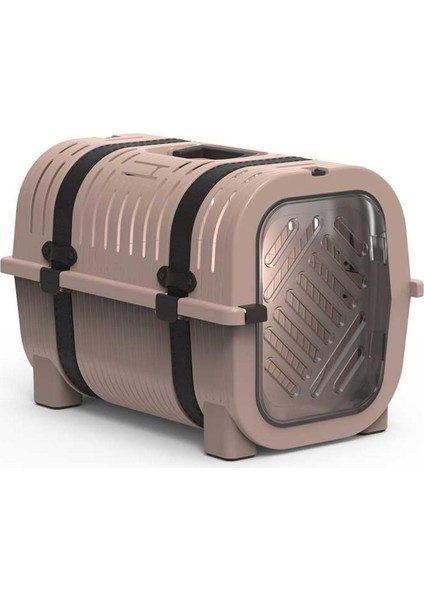 Krem Kahve Kemerli Kedi Köpek Taşıma Çantası 51X33X36 cm