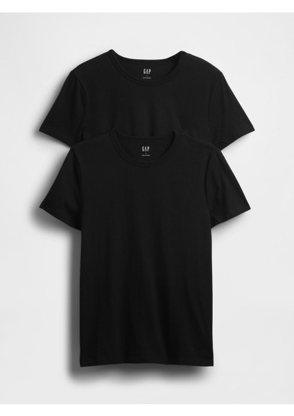 Kadın Siyah 2'li Bisiklet Yaka T-Shirt fiyatları