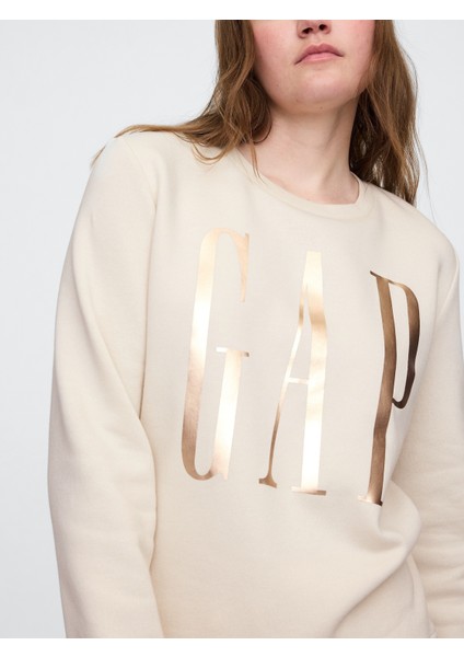 Kadın Krem Gap Logo Crewneck Sweatshirt modelleri