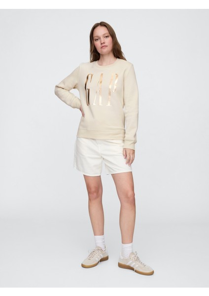 Kadın Krem Gap Logo Crewneck Sweatshirt fırsatları