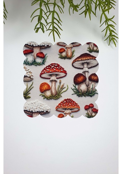 3D Sonbahar Mantarları Tasarım Lazer Kesim Dijital Baskılı Kokteyl Peçetesi 1 Adet