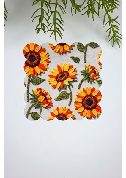 3D Ayçiçeği Desenli Lazer Kesim Dijital Baskılı Kokteyl Peçetesi 1 Adet