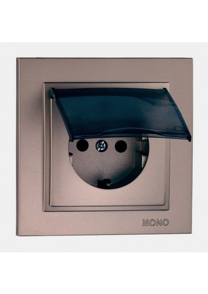 Kapaklı Topraklı Priz - Açık Füme