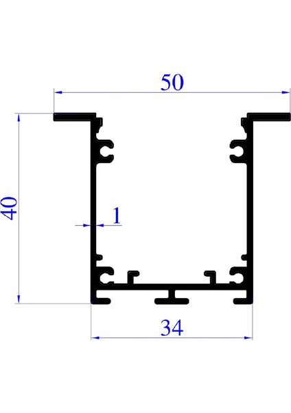 LED Alüminyum Profil Sıva Altı Kanal 1 Metre 2186 Sa 40X34MM Pleksi Cam Yan Kapak ve Yay Dahil fiyatları