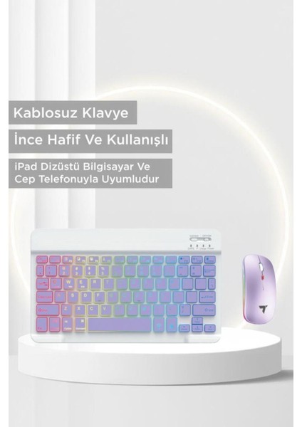 09 Şarj Edilebilir Rgb Işıklı Kablosuz Klavye Mouse Seti modelleri