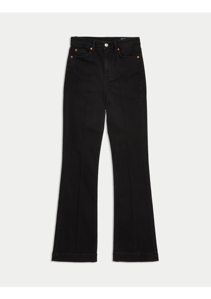 Yüksek Bel Slim Flare Jean Pantolon