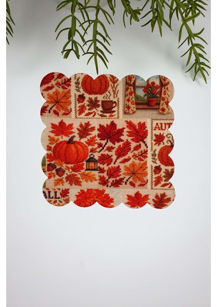 Etamin Görünümlü Sonbahar Temalı Lazer Kesim Dijital Baskılı Kokteyl Peçetesi 1 Adet fiyatları