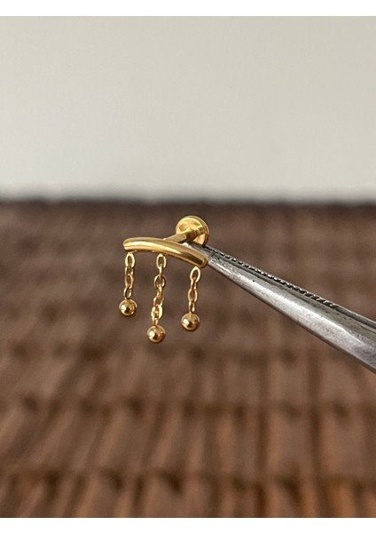 316 L Cerrahi Çelik Zincir Top Sallantılı Helix Tragus Conch Piercingi