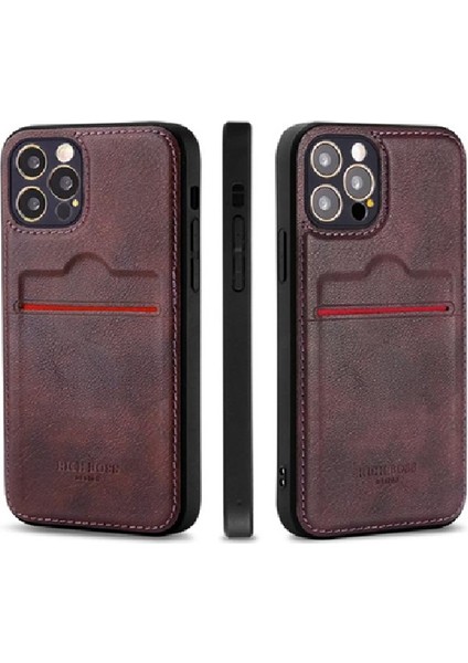 Apple iPhone 15 Pro Kartlıklı Rich Boss Lüx Deri Kılıf