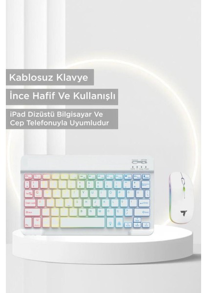 09 Şarj Edilebilir Rgb Işıklı Kablosuz Klavye Mouse Seti modelleri