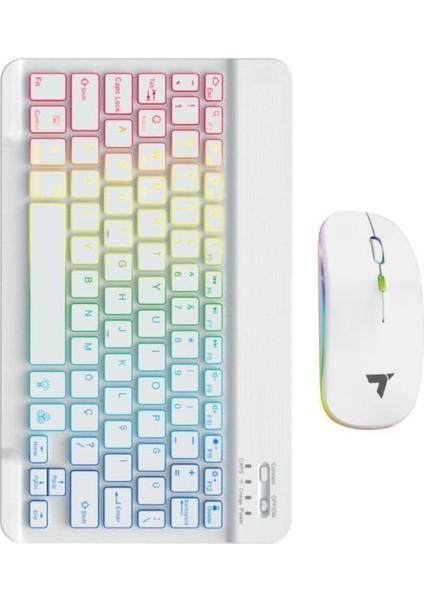09 Şarj Edilebilir Rgb Işıklı Kablosuz Klavye Mouse Seti indirimleri