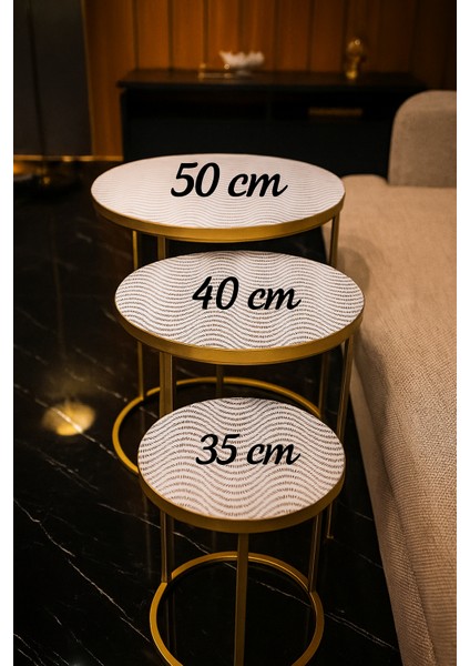 Modern 3’lü Zigon Sehpa Örtüsü Takımı – Kaymaz, Silinebilir, Leke Tutmaz, Su Geçirmez Pvc Örtü