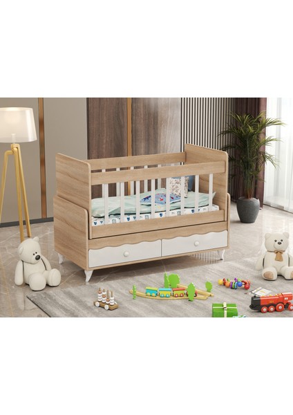 Luna Yatak Hediyeli 60*120 Ölçülerinde Anneyanı Sallanır Iki Çekmeceli Beşik fiyatları