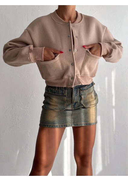 3 Iplik Şardonlu Önü Çıtçıtlı Cepli Ceket Bej F2226 fırsatları