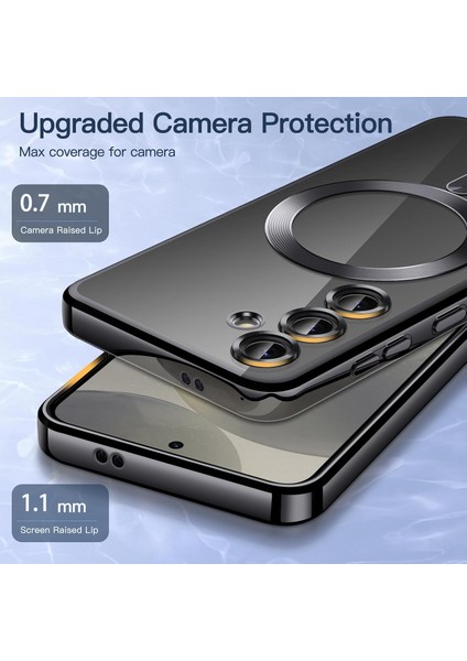 Samsung Galaxy A17 Kılıf Magsafe Wirelles Şarj Destekli Parlak Renkli Kenarlı Arkası Şeffaf Lensli Silikon modelleri