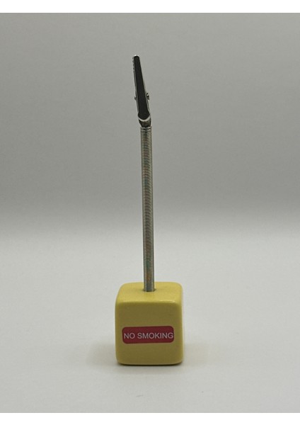 No Smoking Tasarım Masaüstü Not Tutucu Sarı Renk | Klipsli Taştan Notluk | Ofis & Ev fiyatları