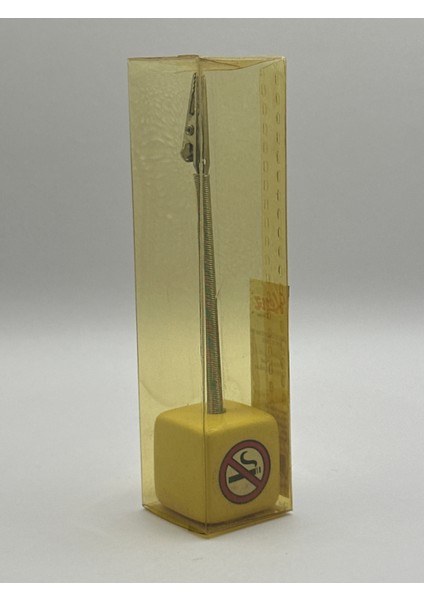 No Smoking Tasarım Masaüstü Not Tutucu Sarı Renk | Klipsli Taştan Notluk | Ofis & Ev modelleri