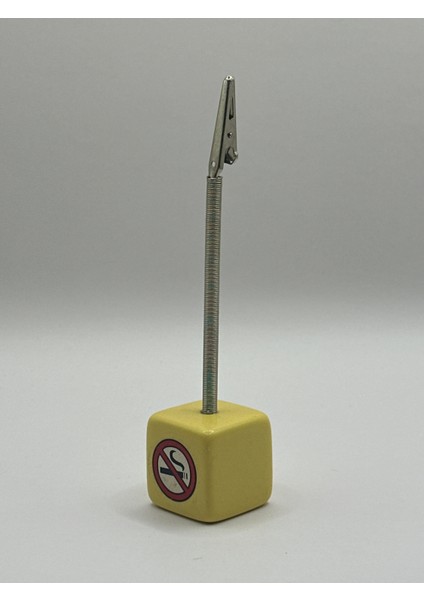 No Smoking Tasarım Masaüstü Not Tutucu Sarı Renk | Klipsli Taştan Notluk | Ofis & Ev indirimleri