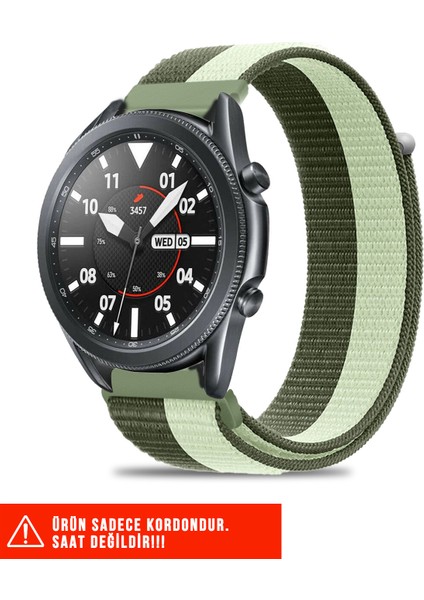 Samsung Galaxy Watch 46MM / Galaxy Watch 3 45MM / Gear S3 Uyumlu Hasır Örgü Spor Cırtlı Kordon 22MM