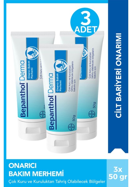 Bepanthol Derma Onarıcı Bakım Merhemi 50 gr 3 Adet