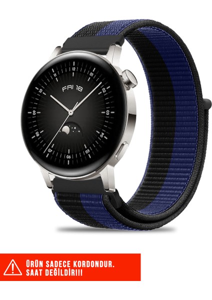 Huawei Watch Gt / Gt2 / Gt3 Elegant 42MM Uyumlu Hasır Örgü Spor Cırtlı Pratik Naylon Kordon 20MM