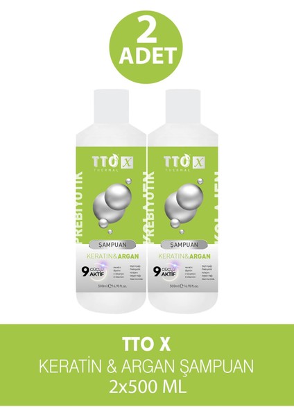 Tto x Keratin ve Argan Özlü Saç Şampuanı 500 ml 2 Adet